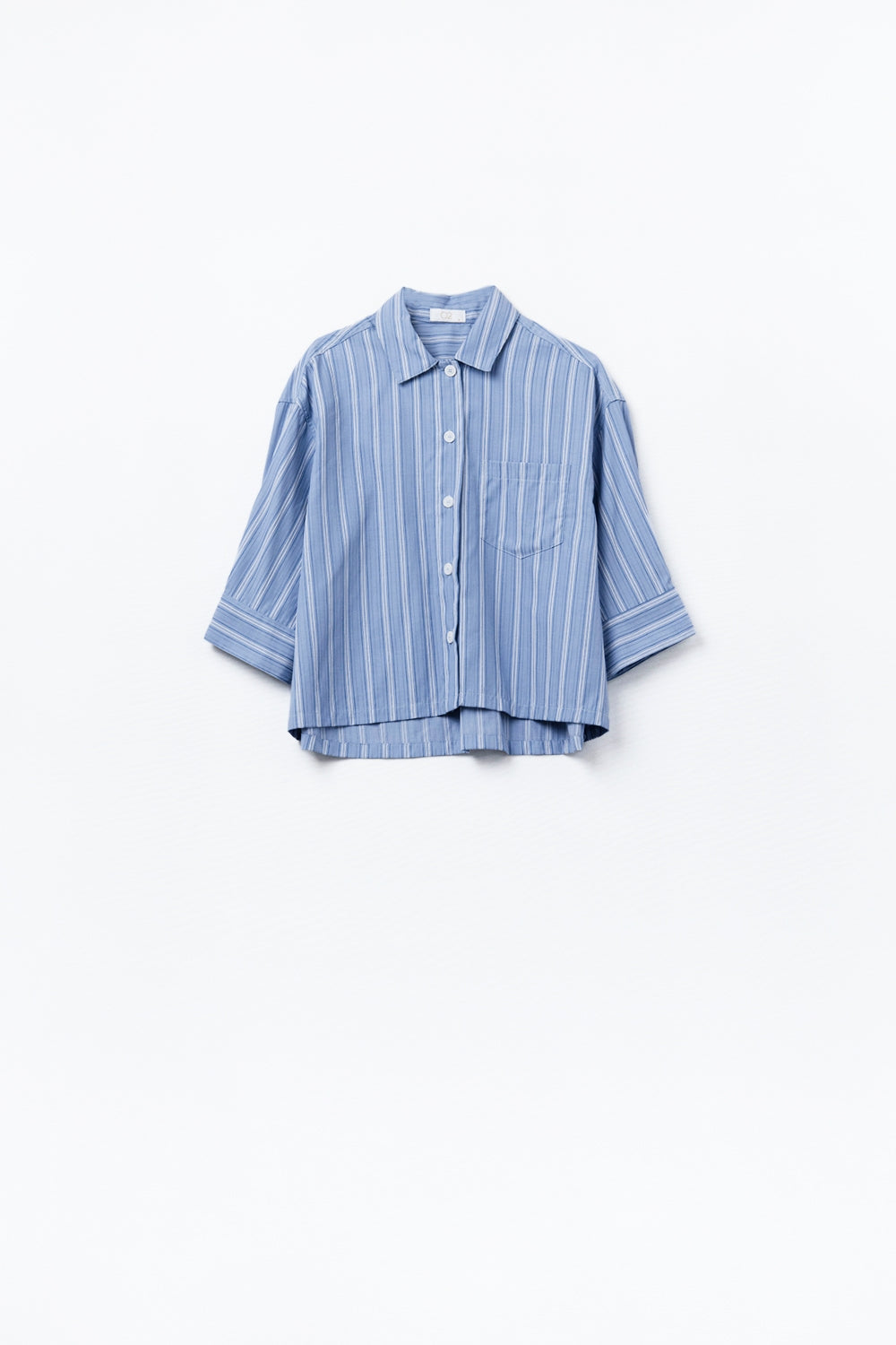 Oversized Cropped Striped Shirt Women's Blue & White Casual Summer Top - Perfect for Beach Outings, Street Style & Layered Looks