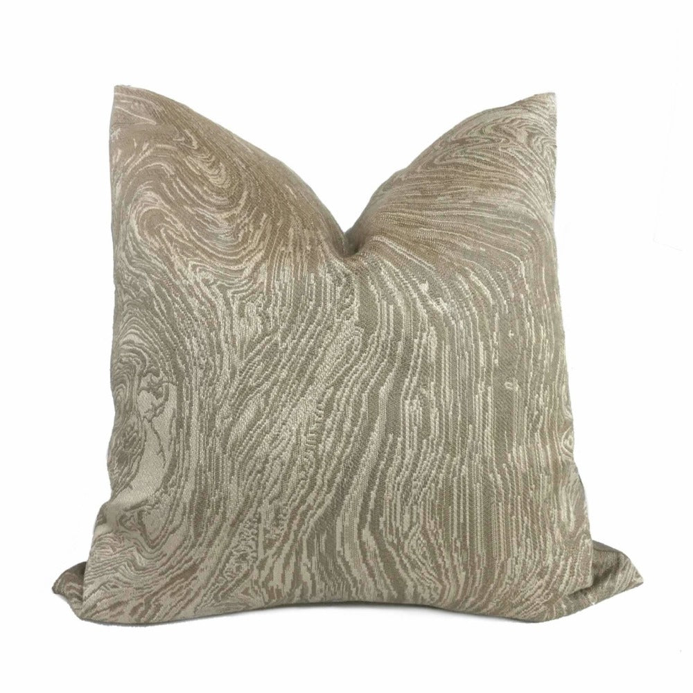 Kravet Beige Tan Agate Marble Geology Pattern Pillow Cover - Decorative Throw Pillow Case for Sofa, Bed, Couch & Home Decor - 18x18 Inches