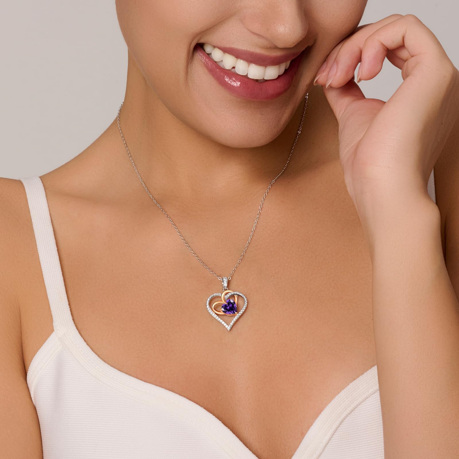 Romantic 2 Carat Moissanite Heart Necklace for Women - 925 Sterling Silver Fine Jewelry - Perfect Birthday, Anniversary & Christmas Gift for Wife, Mom, Girlfriend - Elegant Jewelry for Date Night, Wedding & Special Occasions
