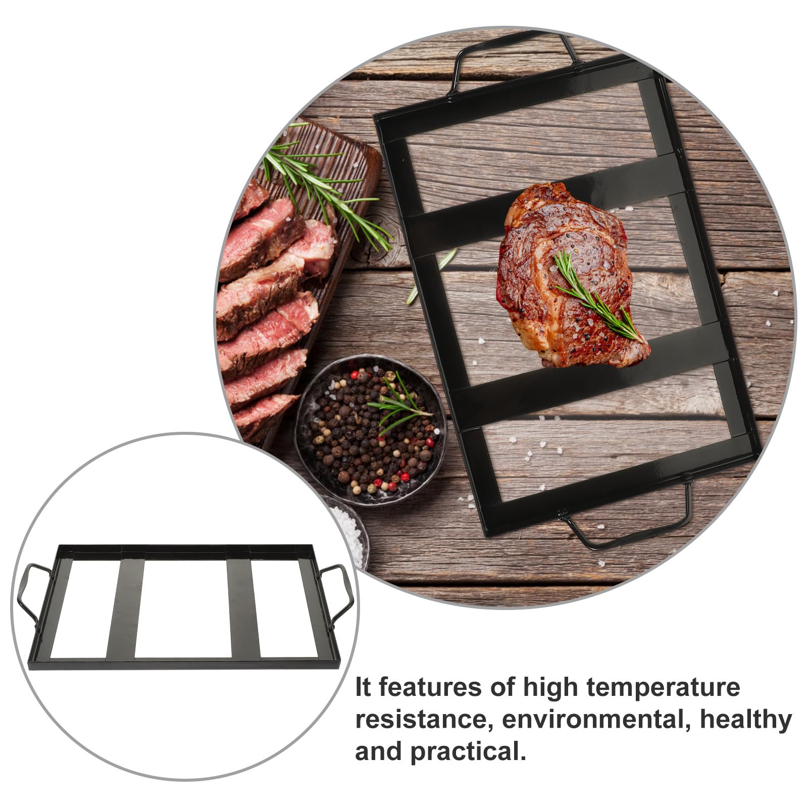 YARNOW 8x12 Himalayan Salt Block Holder - Durable Metal Salt Plate Stand for Cooking, Serving & Charcuterie Boards - Perfect for Grilling, Baking & Food Presentation
