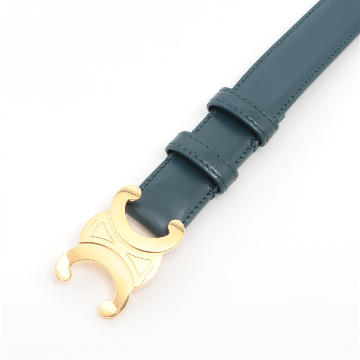 Celine Triomphe Blue Leather Belt 75cm - Genuine Leather Fashion Belt for Women | Perfect for Casual Outfits, Office Wear & Special Occasions