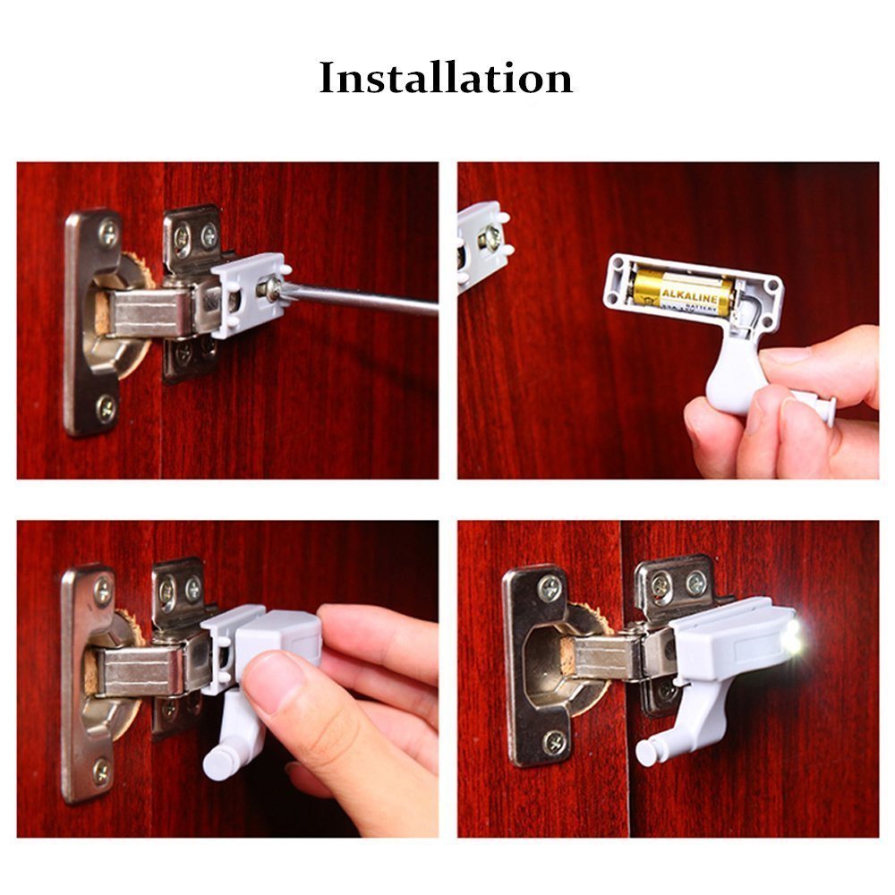 12V Cabinet Hinge LED Light - Cool White Under Cabinet Lighting for Modern Kitchen, Wardrobe, Bookshelf (Battery Not Included) | Energy-Saving Puck Lights for Home, Office & Closet Organization