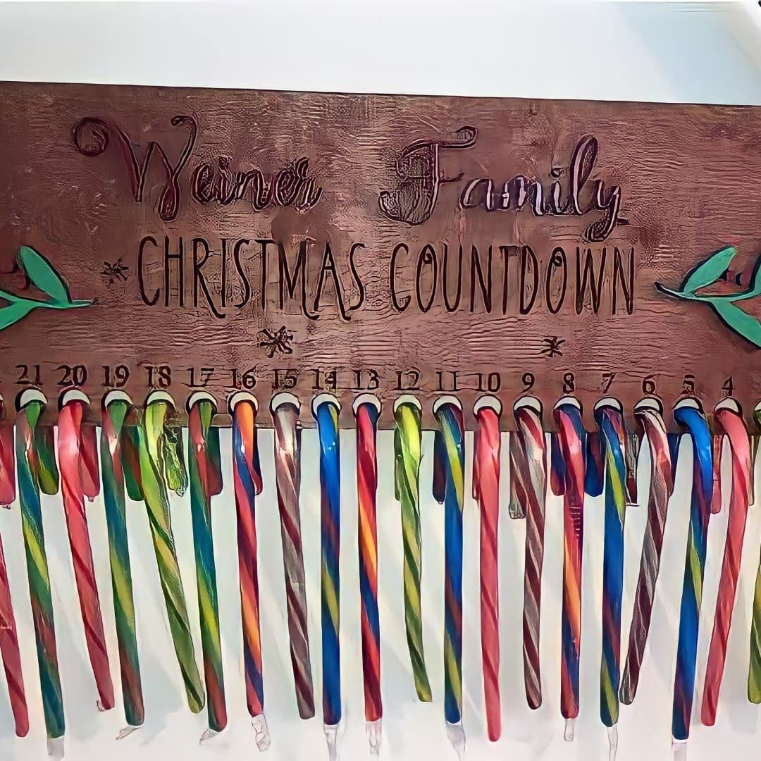 Personalized Christmas Advent Calendar with 24 Days Countdown - Fun Candy Cane Themed Holiday Countdown Calendar for Kids | Perfect for Family Christmas Traditions & Gift Exchanges
