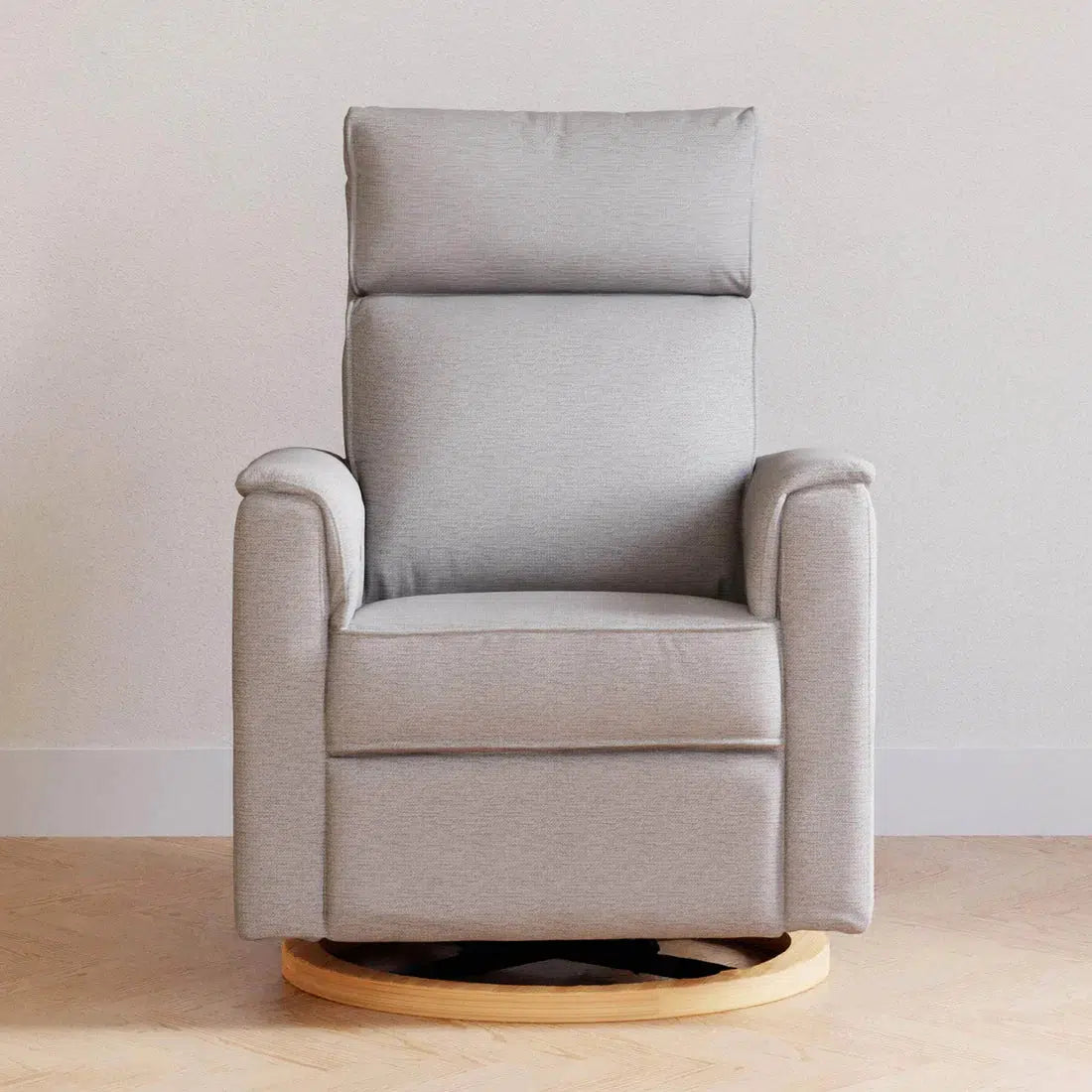 Monogram by Namesake Willa Power Recliner with Adjustable Headrest - Performance Grey Eco Weave & Wood Base (Exclusive) - Perfect for Living Room, Home Theater & Office Relaxation