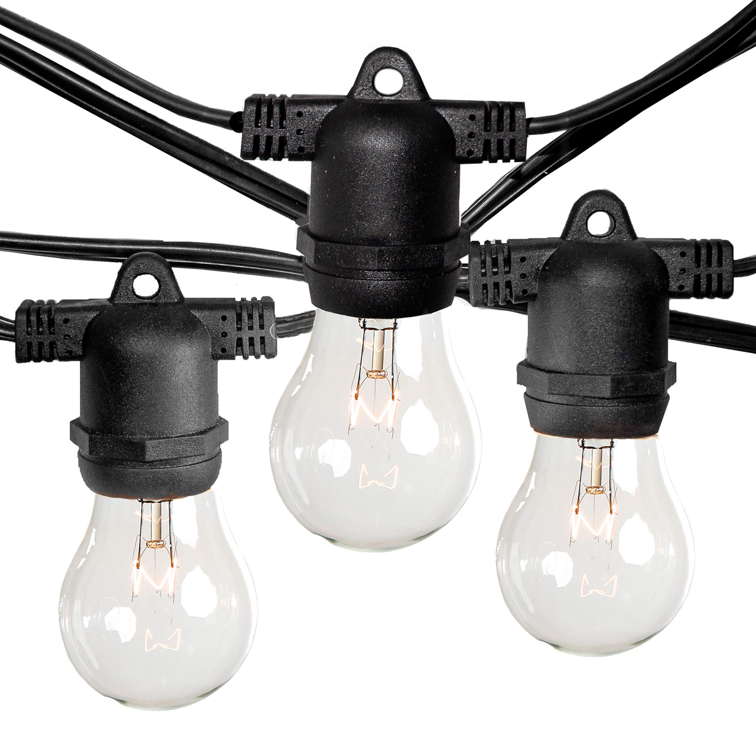 Hometown Evolution 50ft Commercial Grade E26 String Lights - 25 Socket Outdoor LED String Lights with 16 Gauge Wire & 15W Clear A15 Bulbs - Perfect for Patio, Garden, Wedding & Restaurant Decor