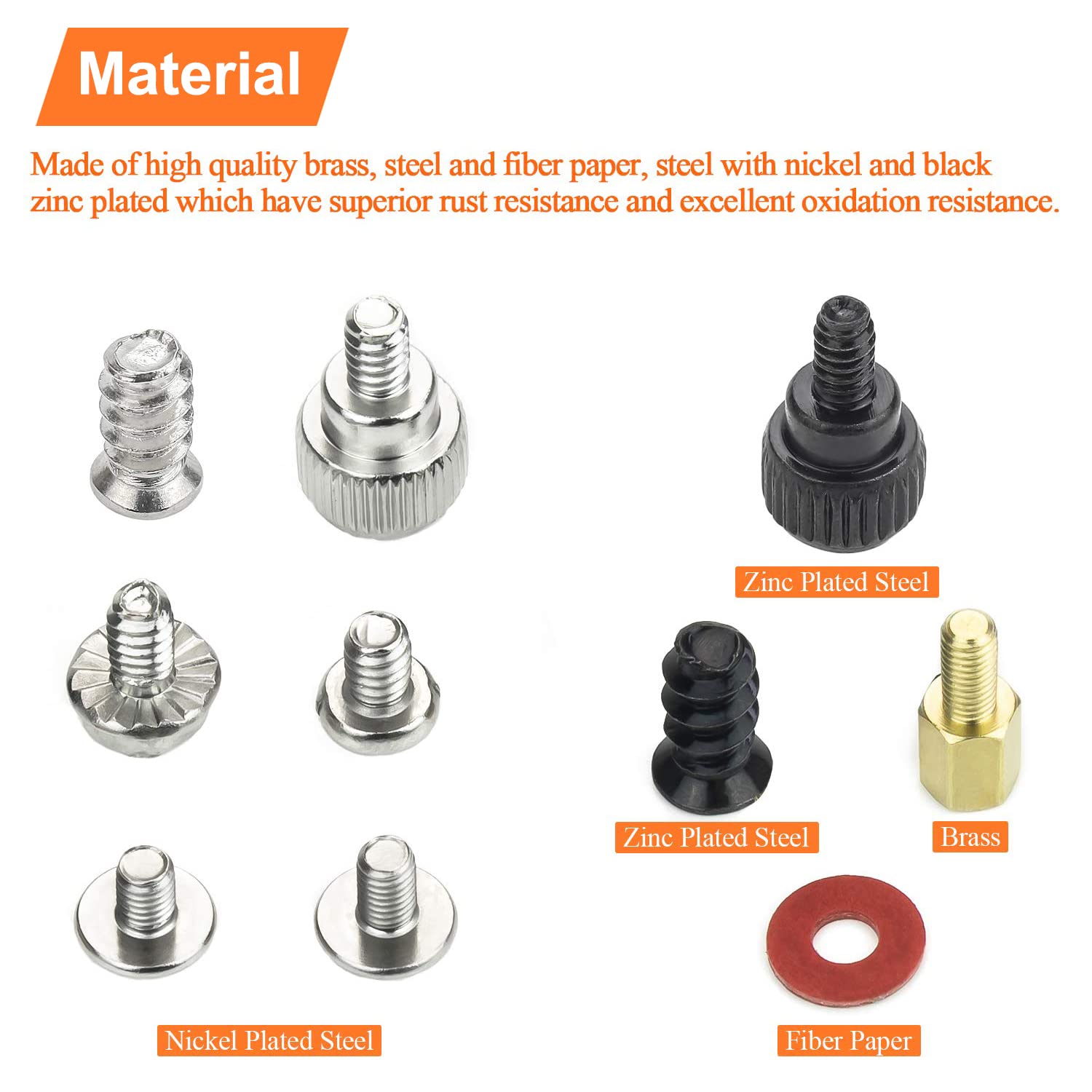 HELIFOUNER 100-Pack M5x10mm Silver Computer Case Fan Screws - Secure Mounting for PC Cooling Fans - Perfect for Gaming Rigs, Workstations, and DIY PC Builds