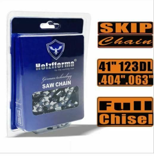 Holzfforma® Skip Chain Full Chisel .404'' .063'' 41inch 123DL Chainsaw Chain for Wagners - Perfect for Professional Logging, Tree Felling & Wood Cutting