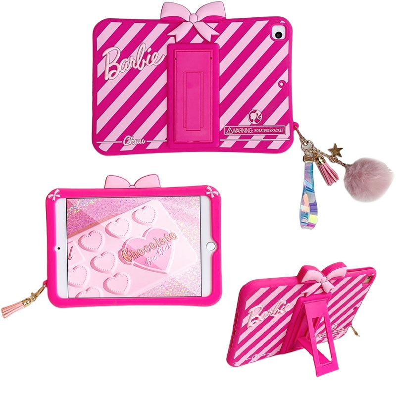 Barbie iPad Case - Fashion Pink Mini Air Pro Full Screen PU Silicone Transparent Cover - Cute Cartoon Kawaii Design - Portable Protective Accessory - Perfect Gift for Kids & Teens (Fits iPad Models) - Great for School, Travel & Everyday Use