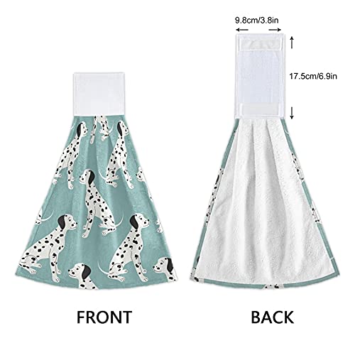 Premium Dalmatian Print Kitchen Towels Set of 2 - Soft Absorbent Blue Hand Towels with Hanging Loop for Bathroom, Dish Cloth & Oven Handle - Perfect for Cooking, Cleaning & Home Decor