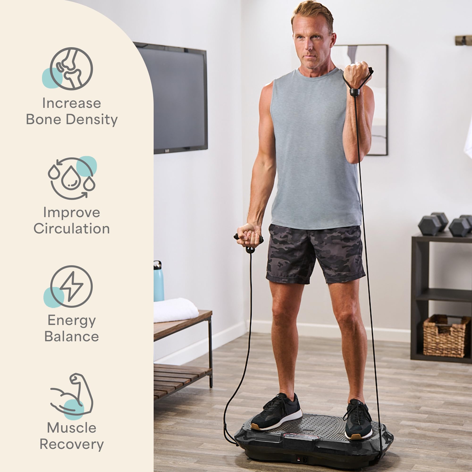 Lifepro Waver Vibration Plate Exercise Machine - High-Intensity Whole Body Vibration Platform for Muscle Activation, Strength Training & Fat Burning | Includes Resistance Bands | Perfect for Home Gym, Weight Loss & Recovery Workouts
