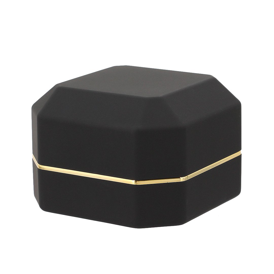 Square Velvet Engagement Ring Box with LED Light - Jewelry Gift Box for Proposals, Wedding, Anniversary (Black) - Perfect for Romantic Surprises & Special Occasions