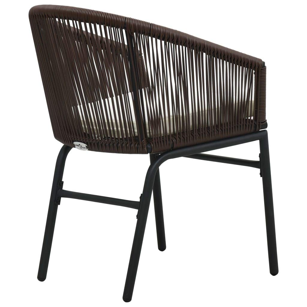 3-Piece Outdoor Bistro Set with Cushions - Patio Dining Table and Chairs, All-Weather PVC Rattan Furniture in Brown - Perfect for Garden, Balcony, and Backyard Relaxation