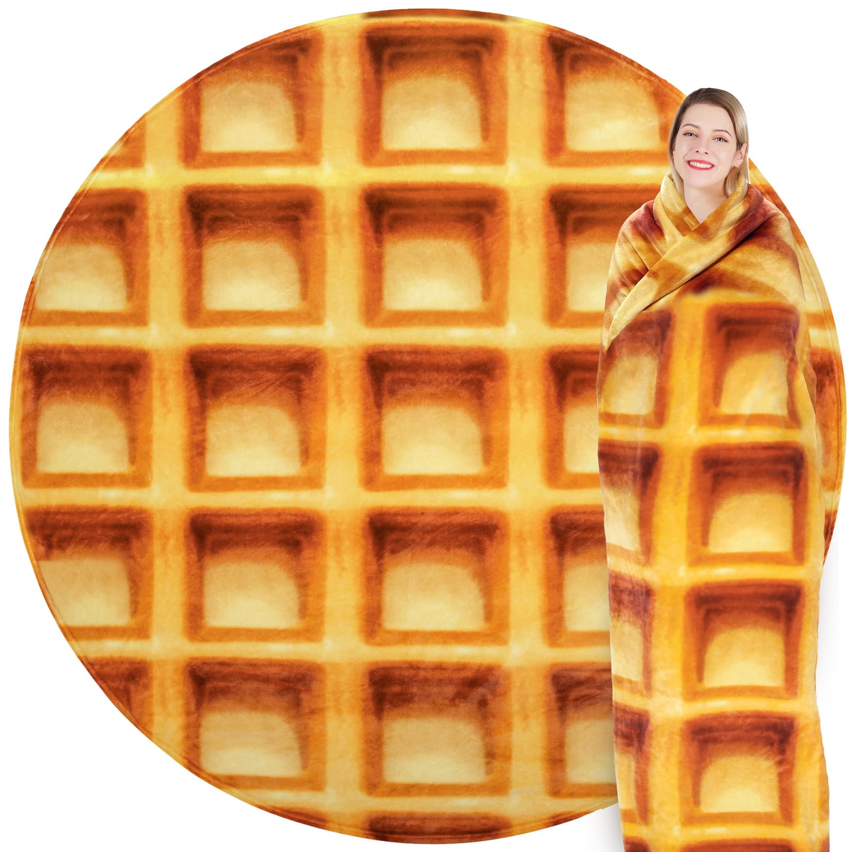 Jorbest Waffles Blanket - Soft 285 GSM Flannel Throw for Adults, Kids & Babies - Double Sided Food Themed Blanket in Brown (60 inches) - Perfect Birthday Gift for Women, Men & Teens - Great for Cozy Movie Nights, Picnics & Home Decor