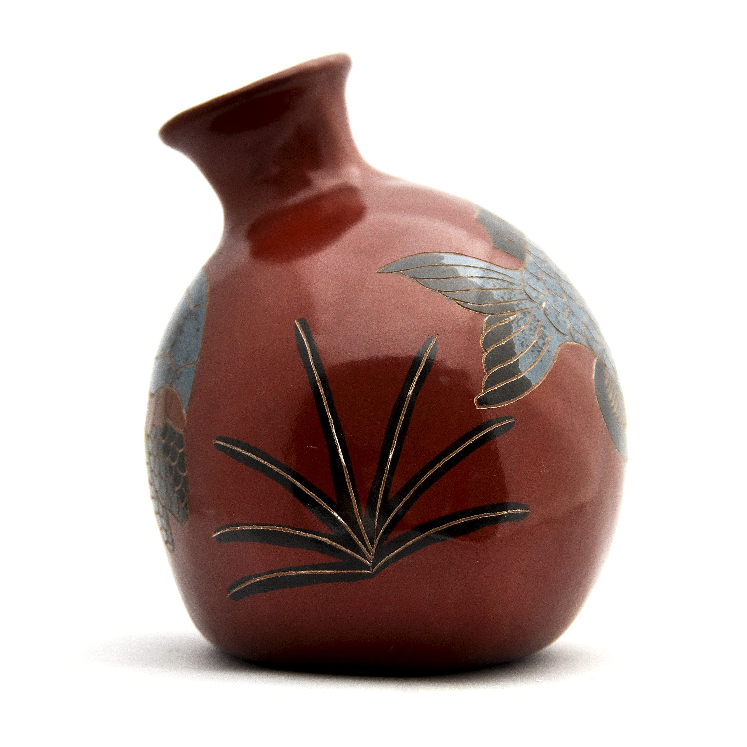 Ceramic Vase for Home Decor - Blue and Green Oval Centerpiece for Living Room, Kitchen, Office | Perfect for Tabletop, Shelf Display & Wedding Centerpieces