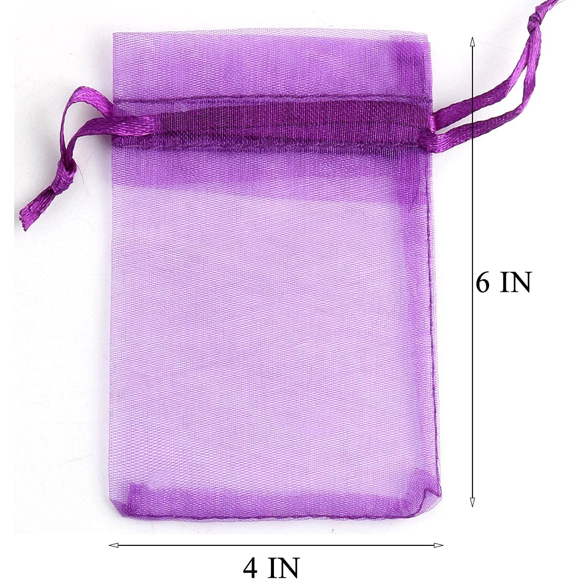 50 Count 4x6 Inches Purple Organza Drawstring Gift Bags - Sheer Mesh Voile Pouches for Jewelry, Dried Lavender, Party Favors | Perfect for Baby Showers, Weddings, Christmas, Birthday Parties & Beach Events