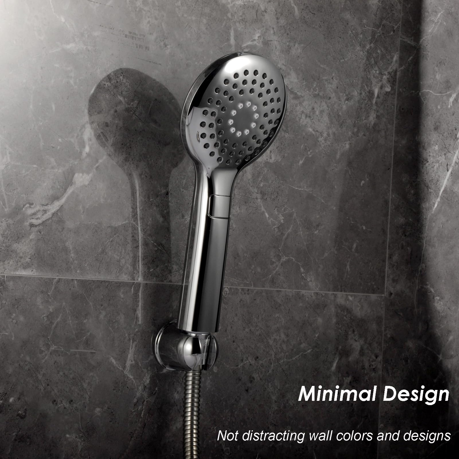 All Metal Handheld Shower Head Holder - Polished Chrome Wall Mount with Adhesive & Screw Installation - Minimalist Bathroom Accessory for Shower Sprayer - Perfect for Small Bathrooms & RV Showers
