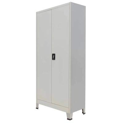 Gray Steel File Storage Cabinet - 4 Adjustable Shelves, 35.4