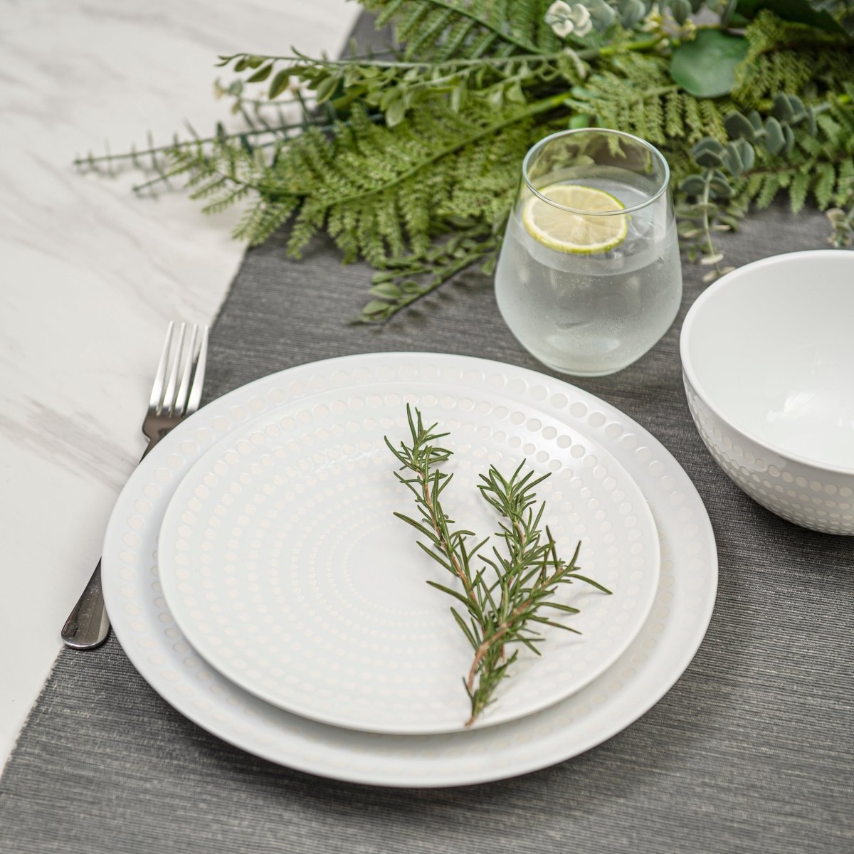 12-Piece Bijou Ceramic Dinnerware Set - Elegant Pearl White Plates & Bowls for Everyday Dining, Entertaining, and Special Occasions