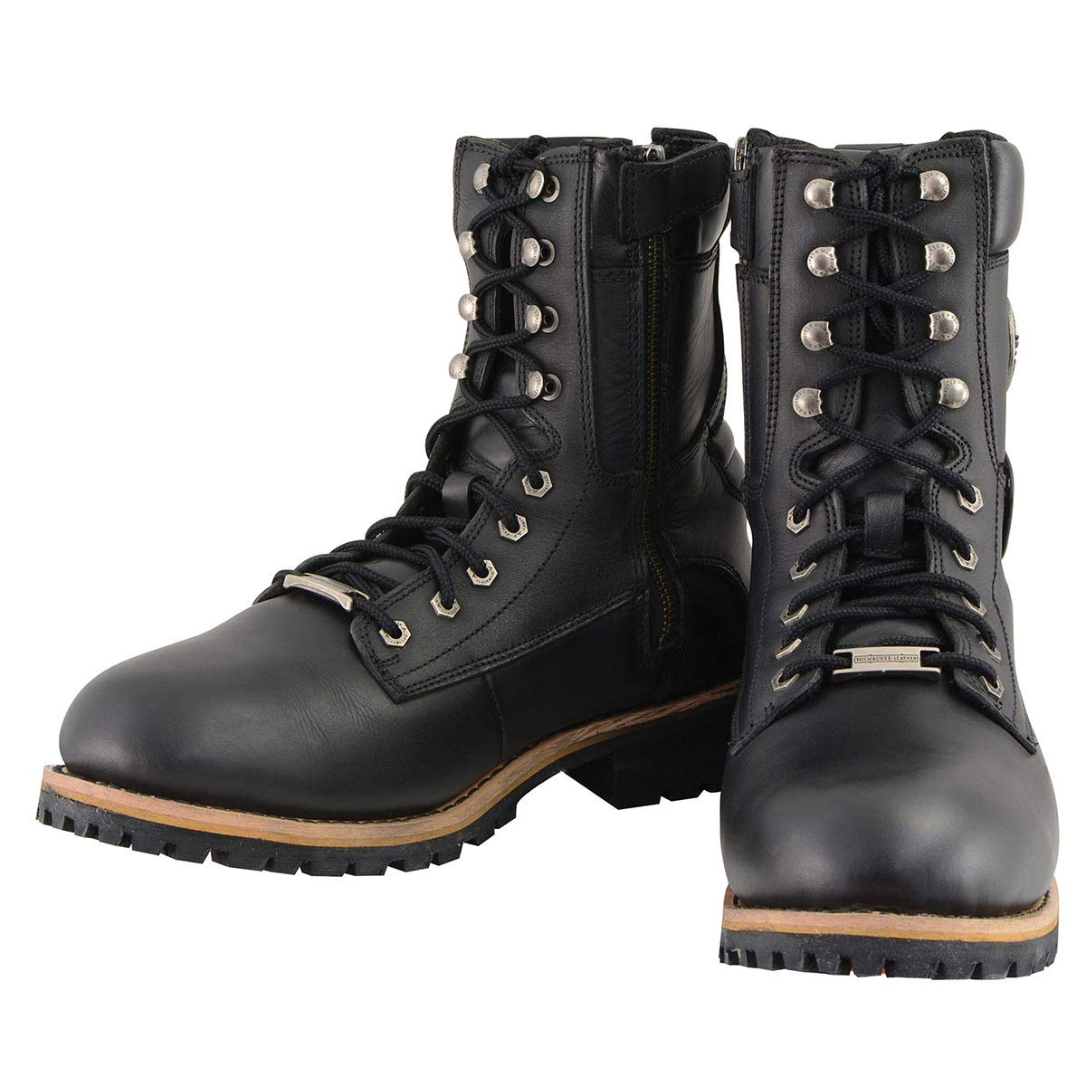 Milwaukee Leather Men's Classic Side Zip Boots - Durable Work & Casual Boots for Outdoor Activities, Motorcycle Riding & Everyday Wear
