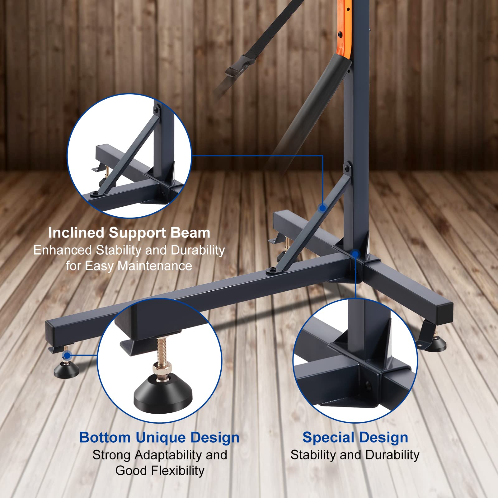 Heavy Duty Freestanding Kayak Storage Rack with Padded Arms & Adjustable Straps - Outdoor Kayak Stand for Canoe, Paddle Board, Bike, Life Raft - Perfect for Garage, Backyard, Dock & Beach Storage