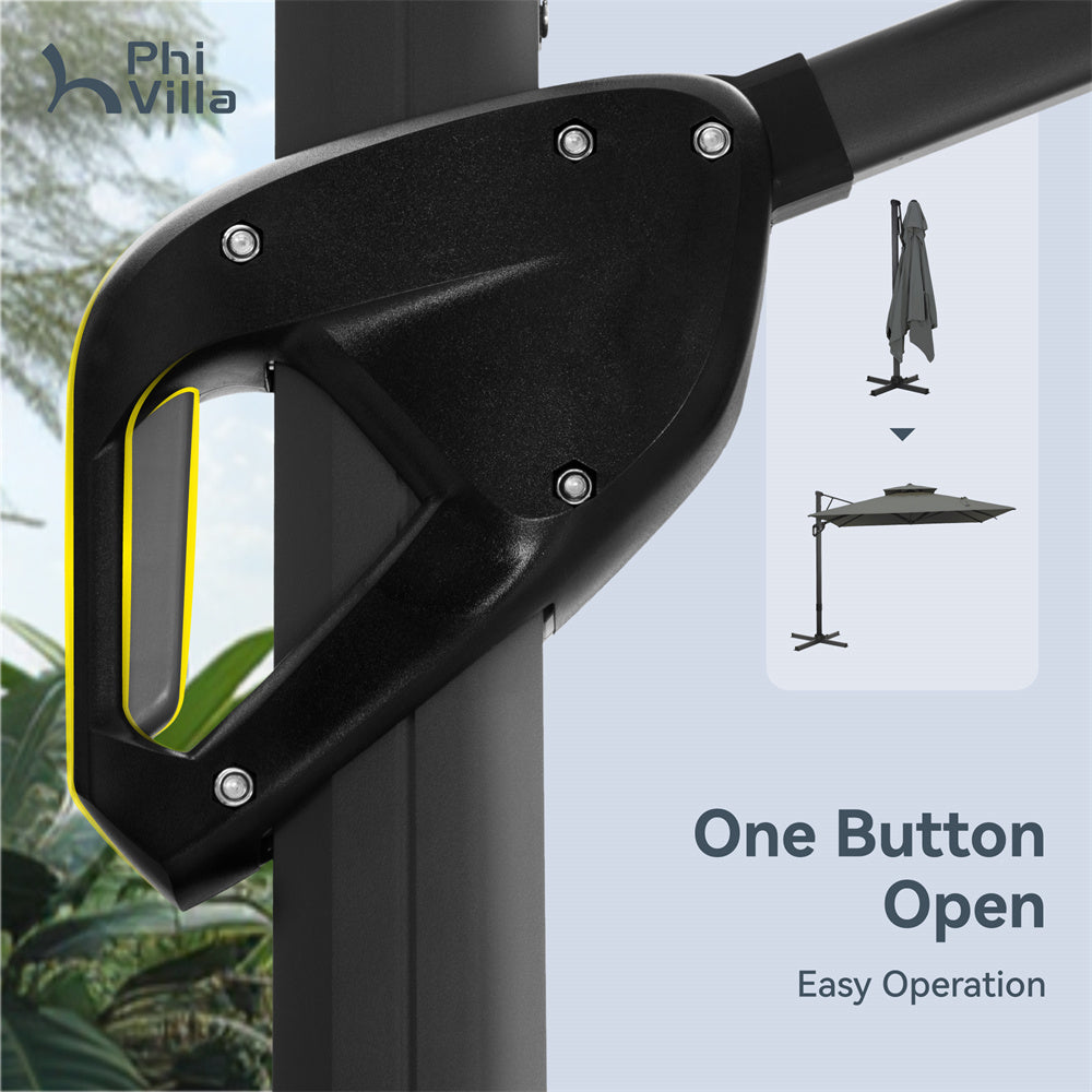 PHI VILLA 9X12ft Rectangular Outdoor Cantilever Offset Umbrella for Garden, Pool, Patio, Backyard - Durable Sun Shade with Adjustable Tilt for Lounging, Dining & Outdoor Relaxation