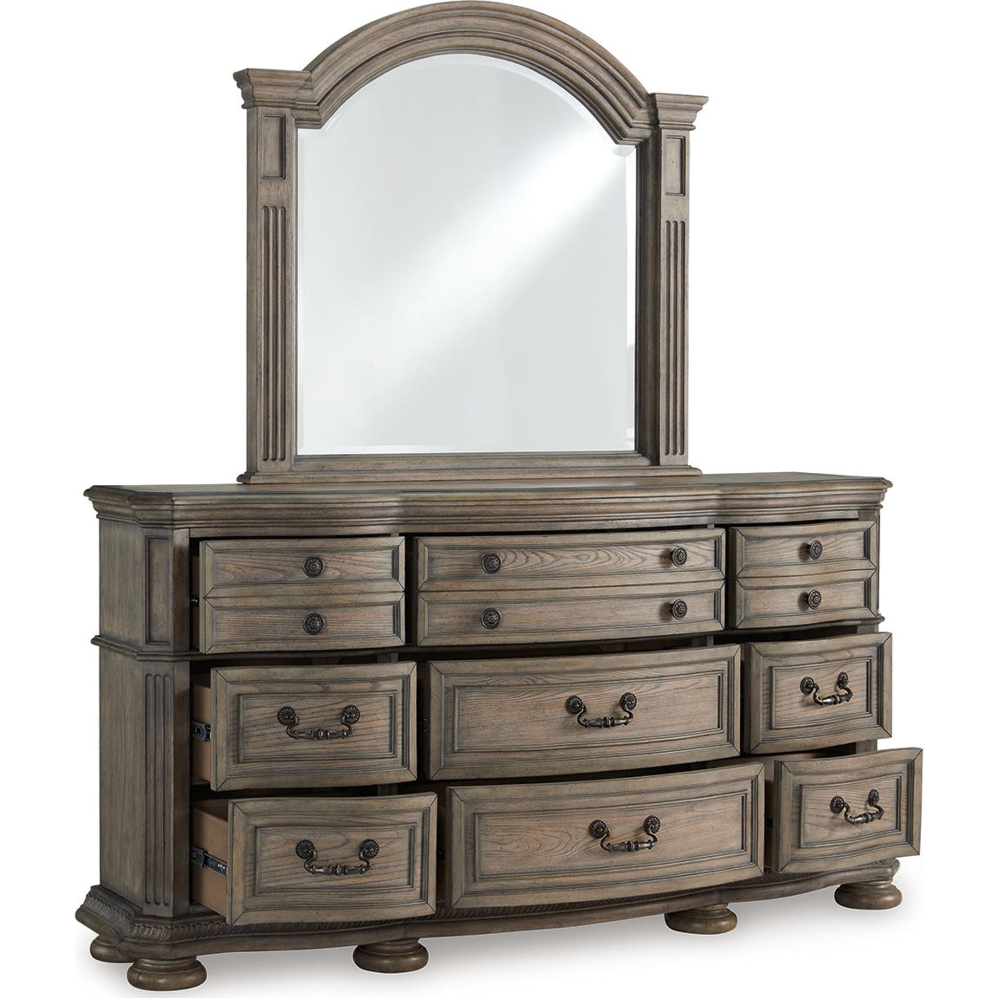Ardenfield Light Brown Dresser with Mirror - Stylish Bedroom Furniture for Home Decor & Organization