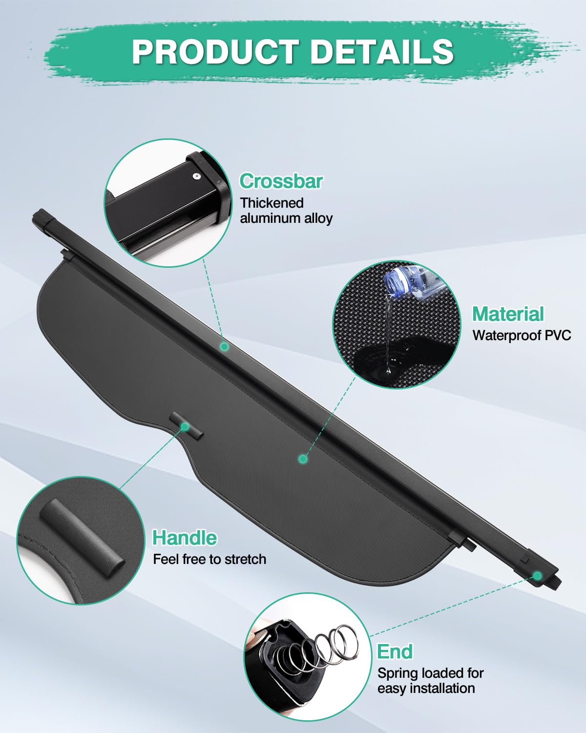 2019-2025 Honda Passport Retractable Cargo Cover - Durable Trunk Shade Protector for Luggage & Gear | Perfect for Road Trips, Camping & Grocery Hauling
