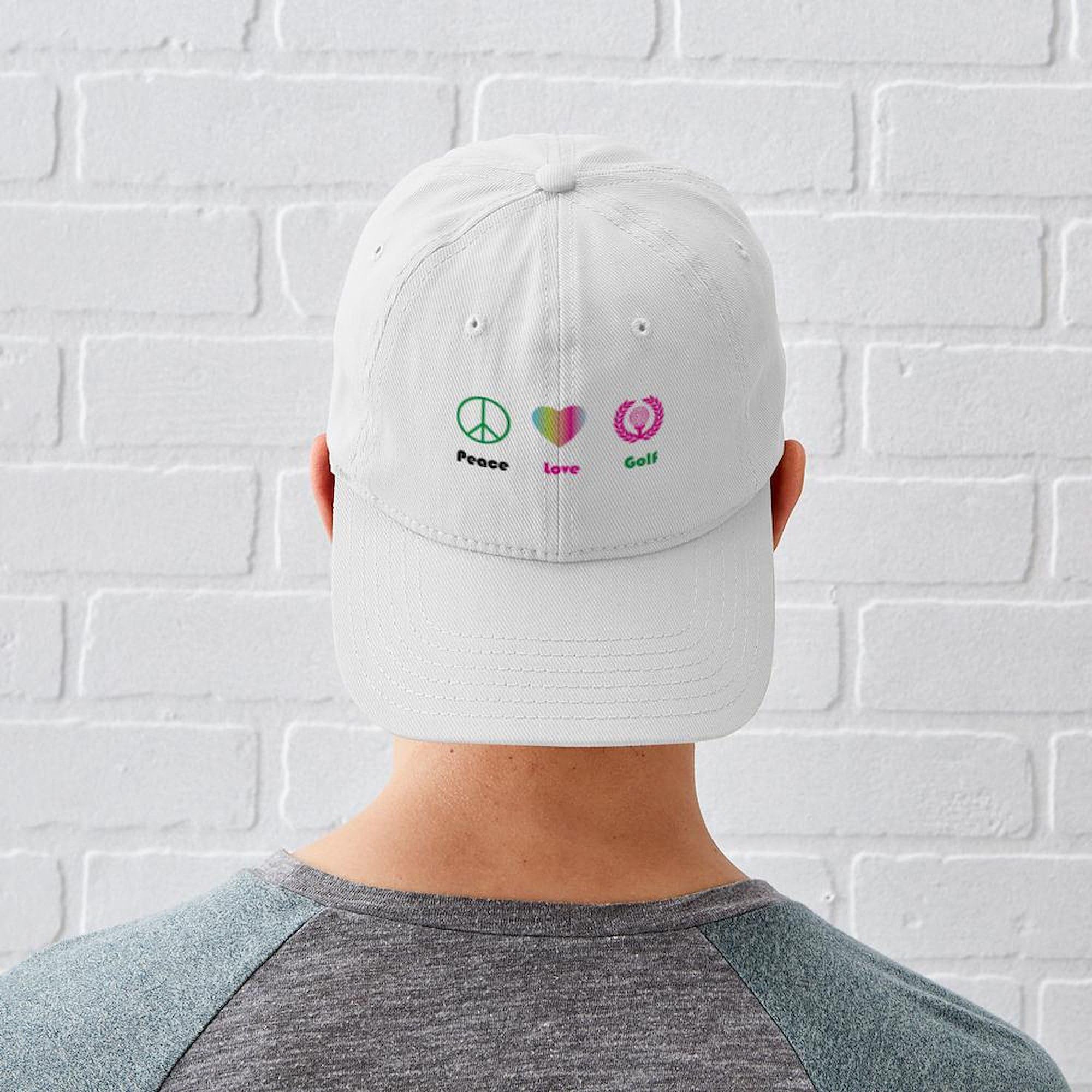 Peace Love Golf Baseball Cap - Adjustable Unisex Golf Hat for Men & Women - Perfect for Golfing, Outdoor Sports & Casual Wear