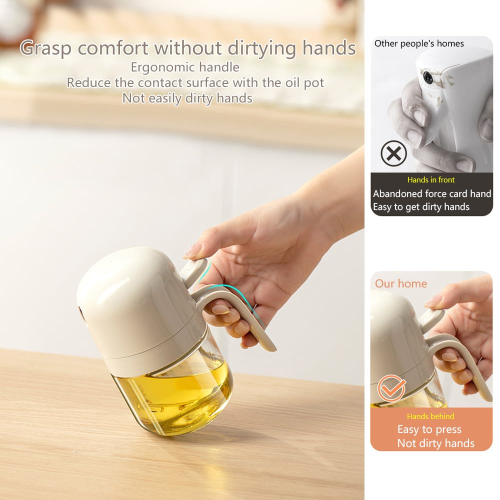 Premium 10 oz Glass Oil Sprayer Bottle for Cooking - Olive Oil Dispenser for Air Fryer, Salad, BBQ & Kitchen Use | Durable Off-White Kitchen Essential for Healthy Cooking & Meal Prep