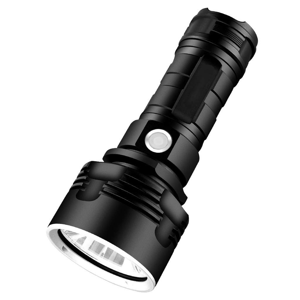 Ultra Bright XHP50 LED Flashlight - USB Rechargeable, Waterproof, Powerful Torch Light for Camping, Hiking, Emergency (Black, One Size)