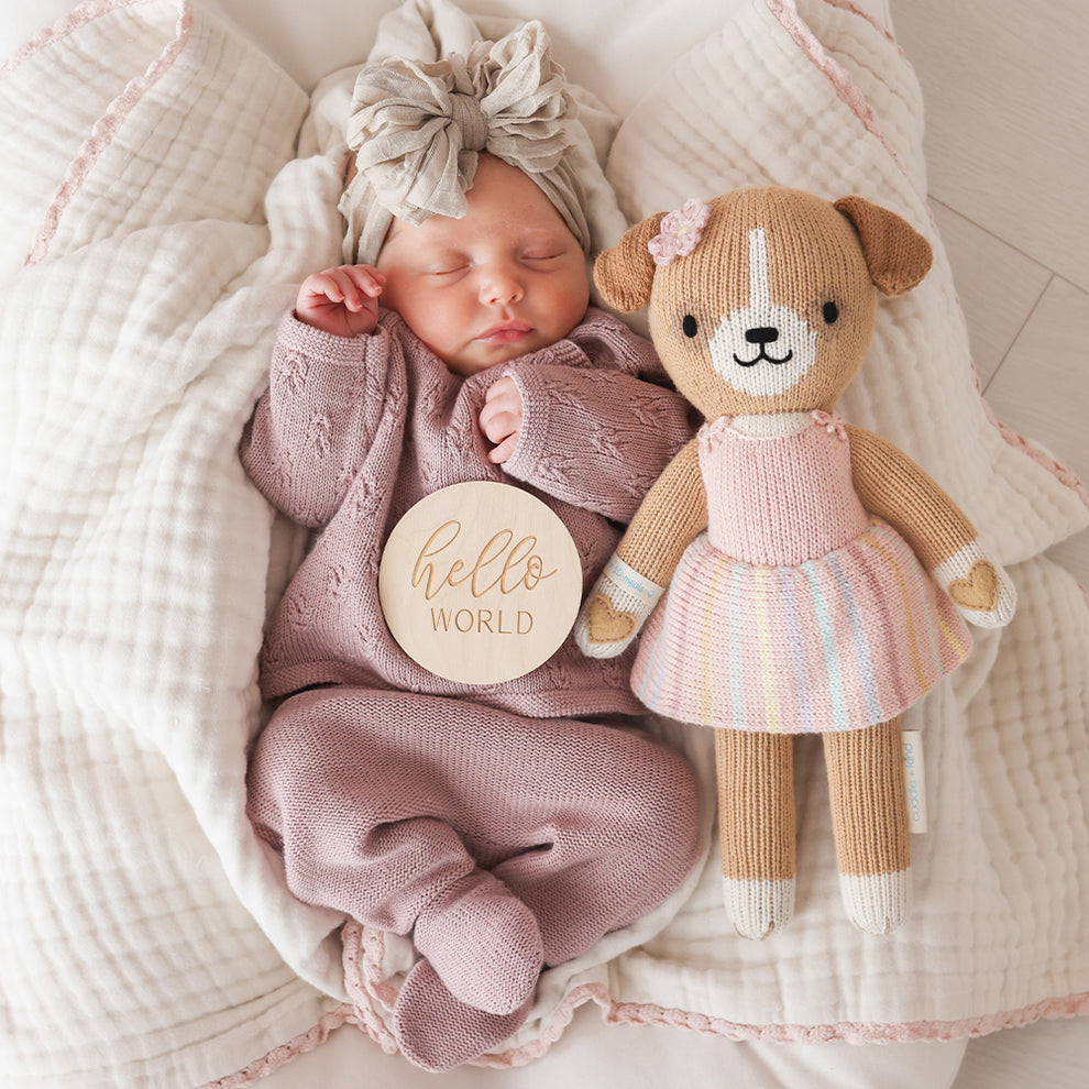 Cuddle + Kind Bea the Dog Hand-Knit Doll - Buy One & Donate 10 Meals to Children in Need | Perfect Gift for Kids, Baby Shower & Nursery Decor