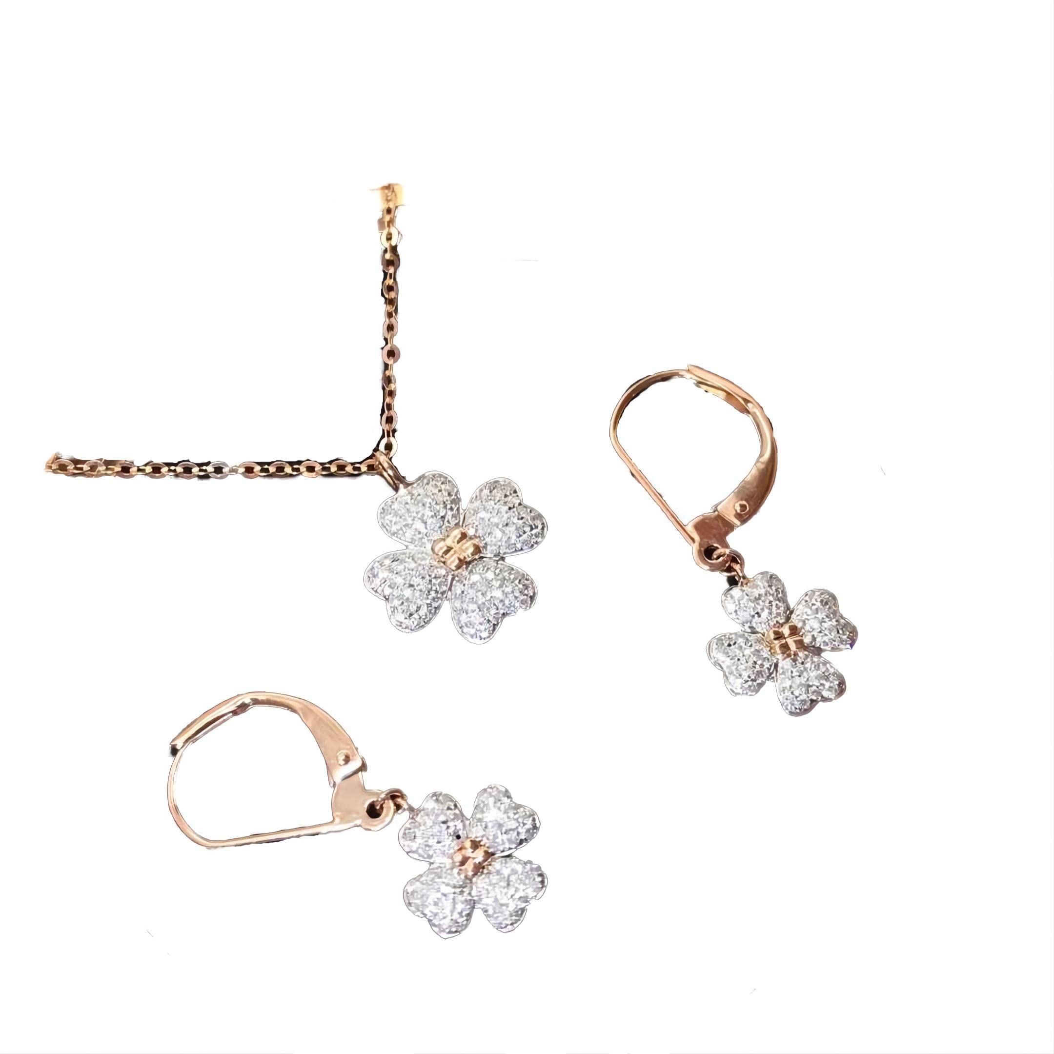 Elegant Crystal Four Leaf Clover Necklace and Earrings Set for Women - Perfect for Weddings, Birthdays, and Festive Occasions | Gift for Her, Party Jewelry, Statement Accessories