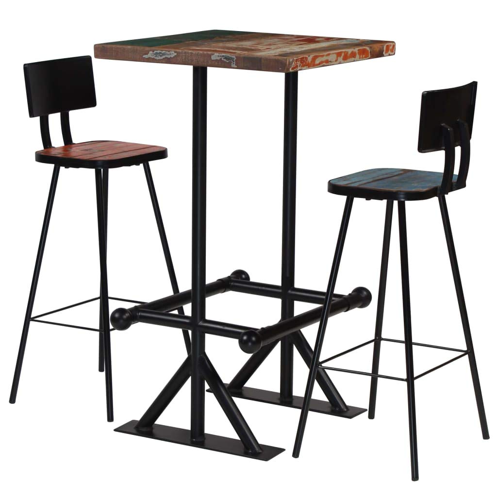VidaXL 3-Piece Bar Table Set with 1 Steel Pub Table & 2 Bar Stools, 42.1