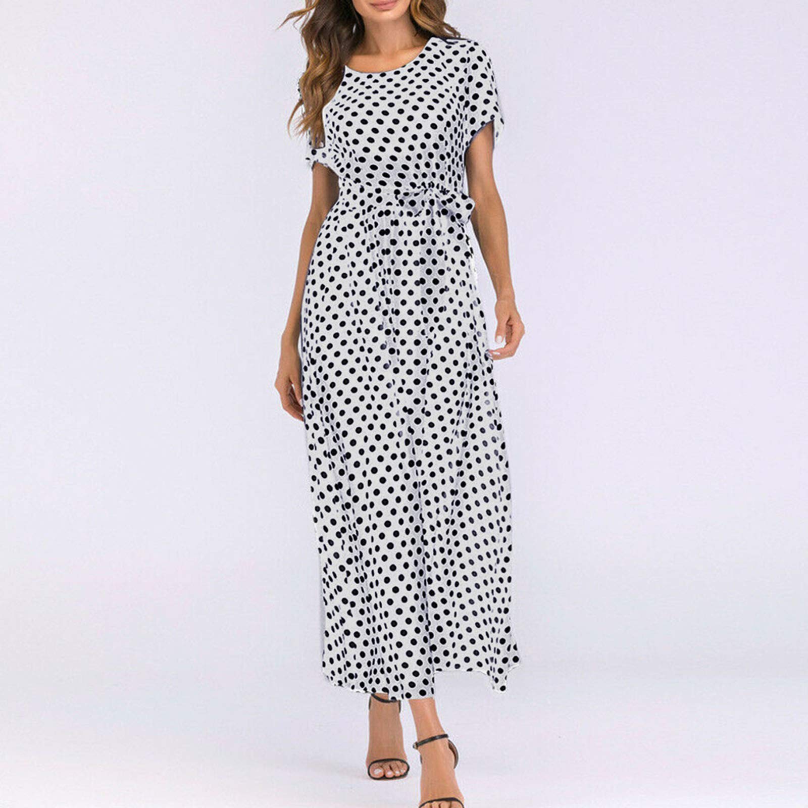 Women's Mini Swing Skater Dress - Polka Dot Long Sleeve O-Neck Sun Dress for Summer Casual Wear | Perfect for Parties, Dates & Office Outfits