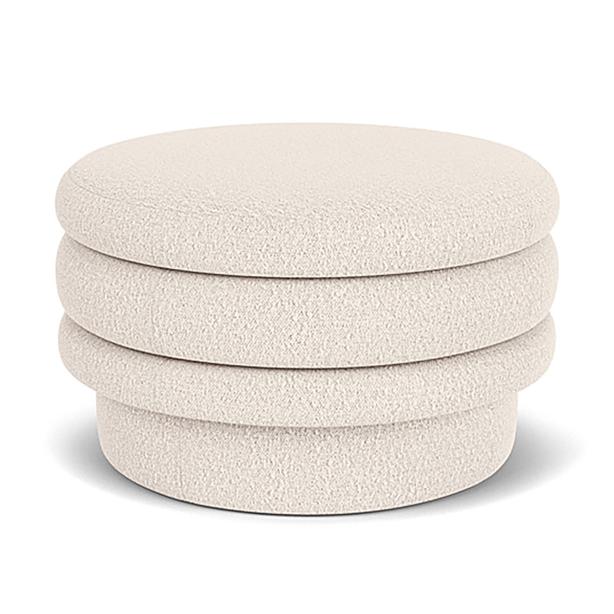 Luxury Honey Boucle Ottoman Stool - Soft Velvet Upholstered Round Footrest, Accent Chair for Living Room, Bedroom & Nursery - Perfect for Relaxing, Reading & Decor