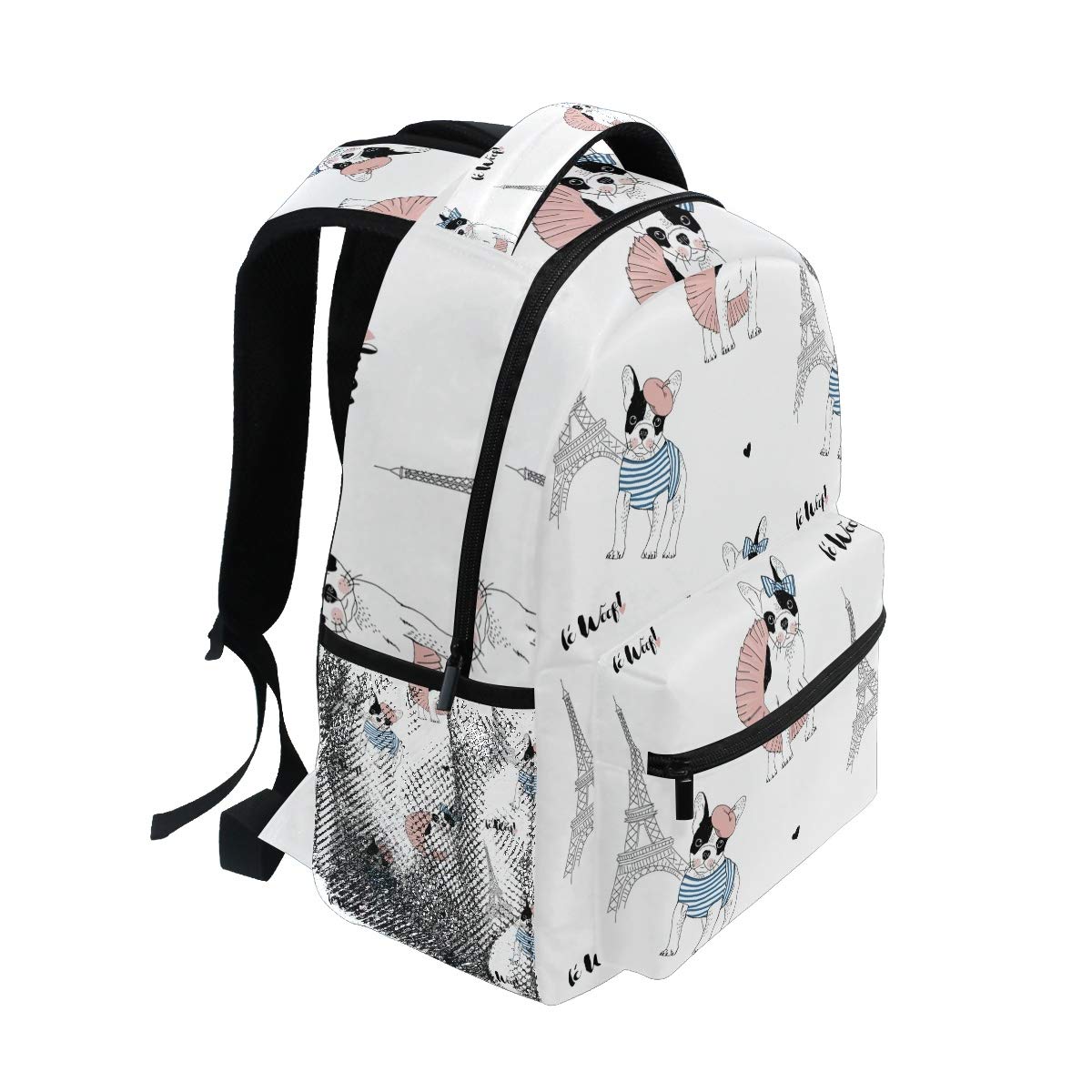 French Bulldog Paris Backpack - Stylish School Bag & Travel Daypack for Students, Boys & Girls - Durable Laptop Backpack for College, Work & Daily Commute - Perfect for School, Travel & Urban Adventures
