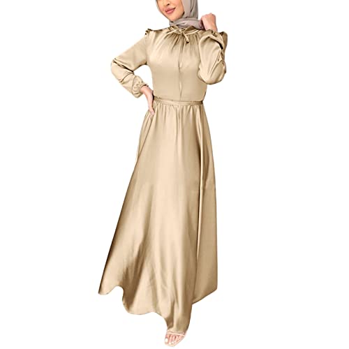 Elegant Muslim Abaya Dress for Women - Solid Color Casual Lantern Sleeve Islamic Prayer Dress | Modest Fashion Hijab Outfit for Summer, Daily Wear, Mosque & Special Occasions | Perfect for Prayer, Eid, Wedding & Office Wear | Breathable & Comfortable Islamic Clothing | Ideal for Home, Travel, Shopping & Religious Ceremonies