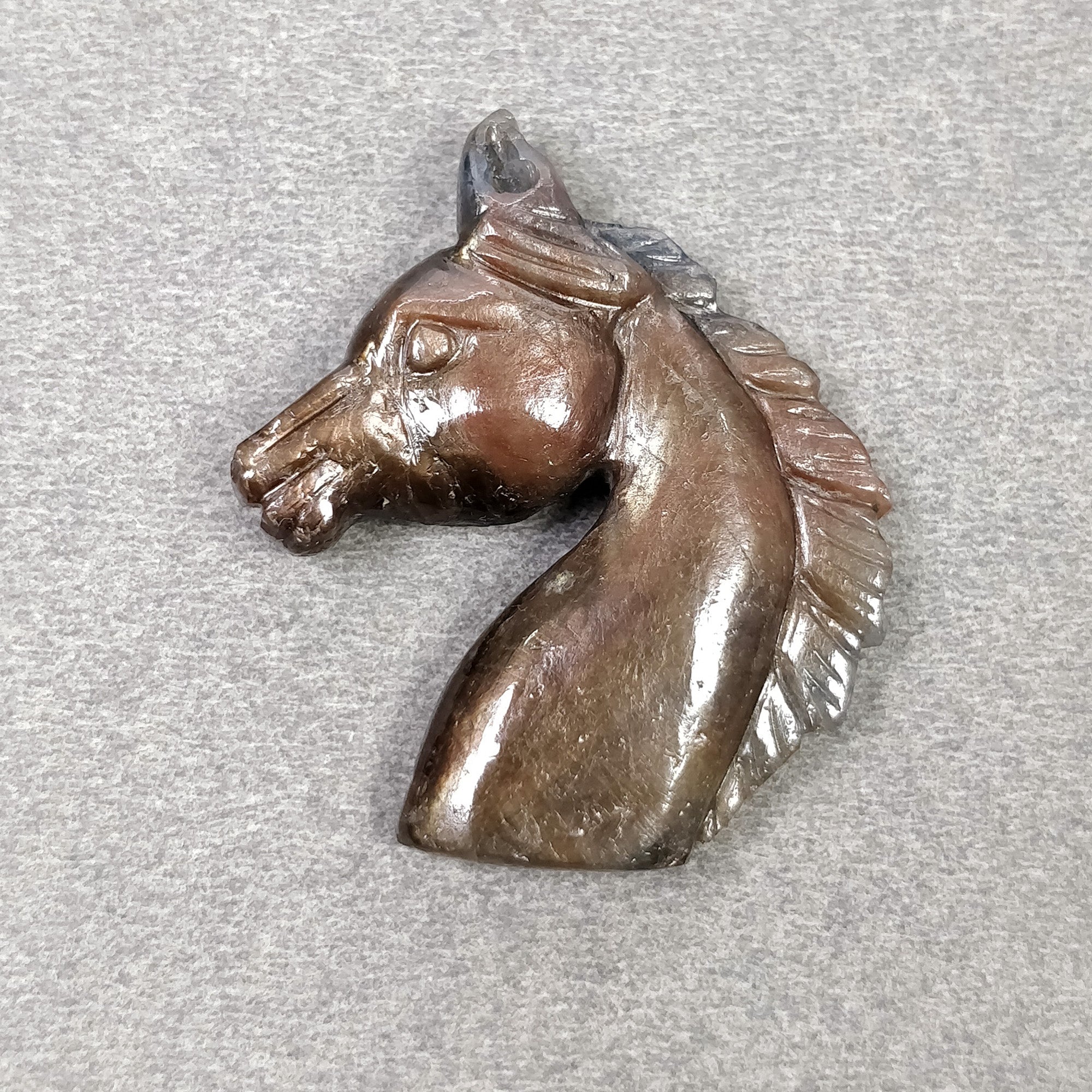 Natural Untreated Golden Brown Chocolate Blue Sapphire Gemstone Carving - 39.10cts Hand Carved Horse (33x24mm) for Jewelry Making, Collectibles & Spiritual Healing
