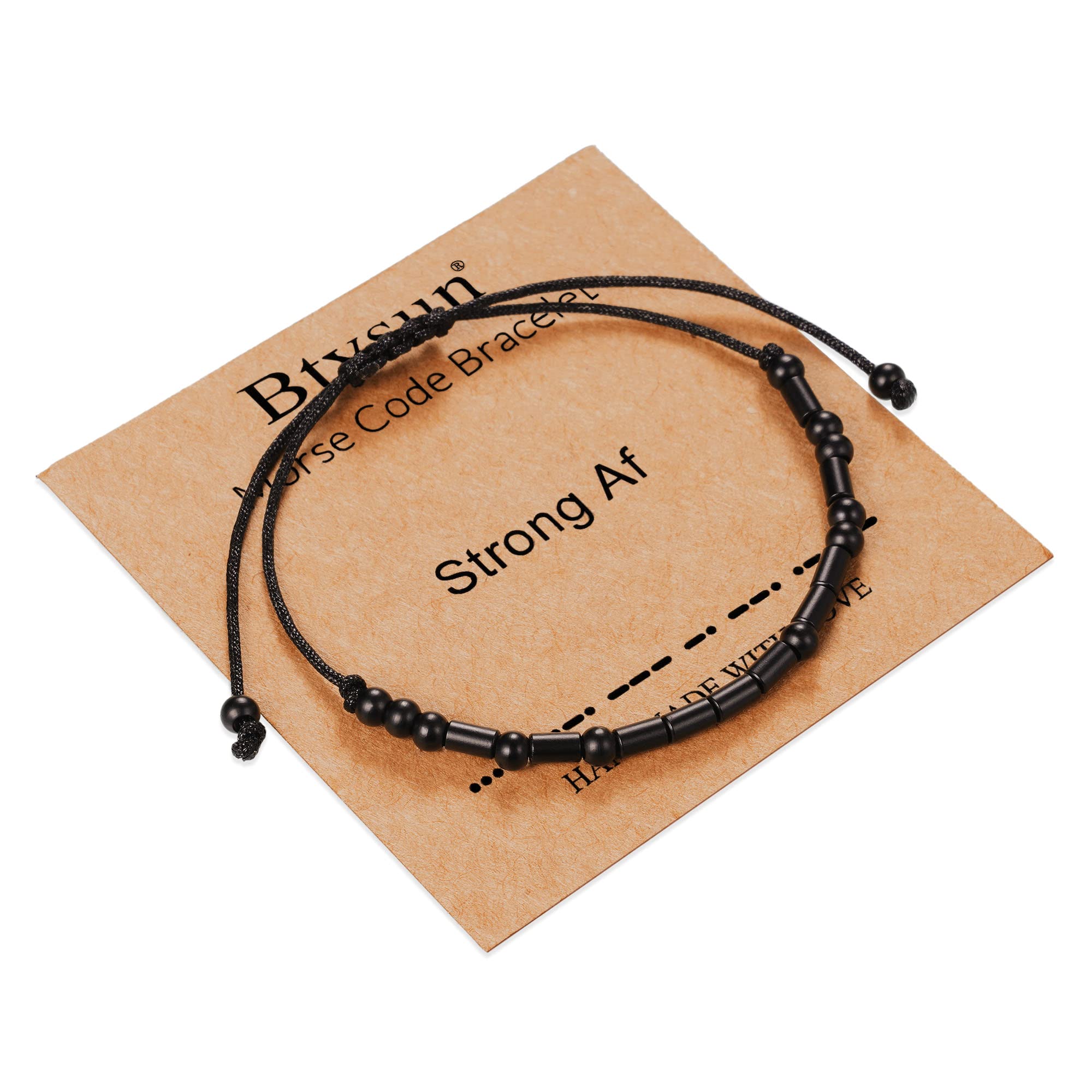 Morse Code Bracelet for Women & Men - Adjustable Black Braided Friendship Bracelet - Inspirational Gift for Her, Sister, Daughter, Mom, Dad - Best Friend Birthday & Christmas Jewelry - Perfect for Couples, Long Distance Relationships & Meaningful Gifts
