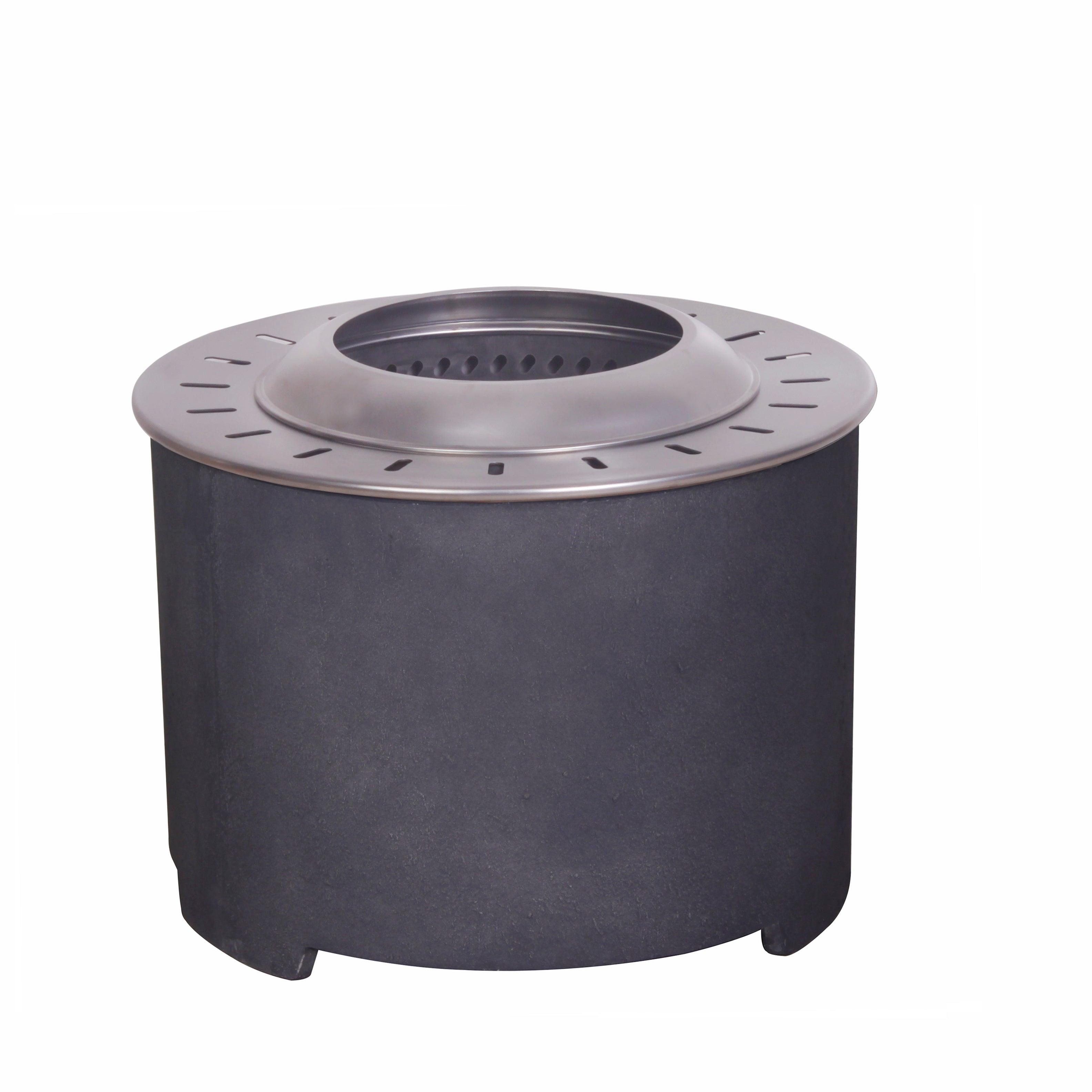 Dark Grey Faux Concrete Smokeless Fire Pit - Wood Pellet, Twig & Wood Burning Outdoor Fire Bowl for Patio, Backyard, Garden & Camping (Perfect for Gatherings, Relaxation & Ambience)