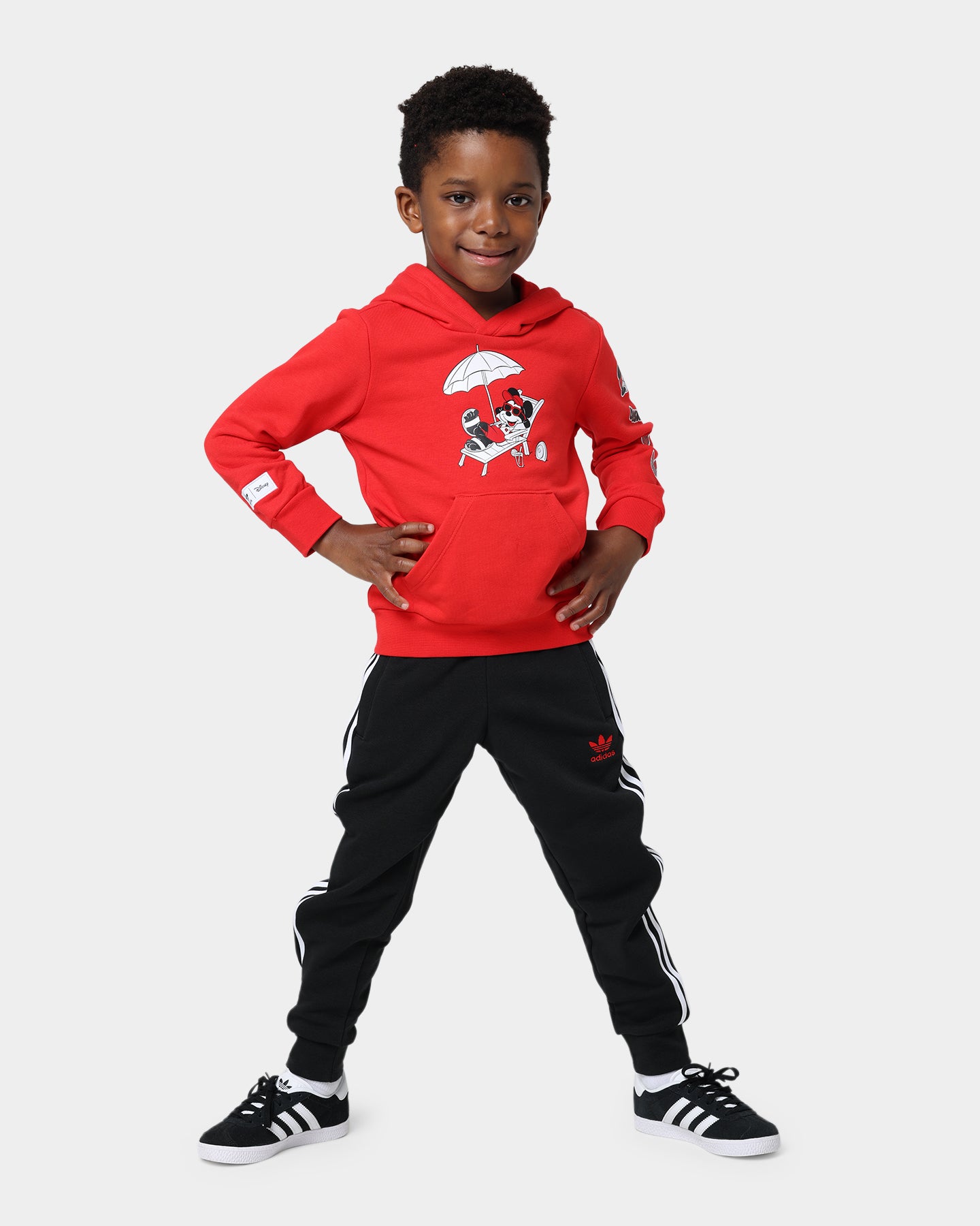 Adidas Kids' Mickey & Friends Hooded Sweatshirt Set - Vivid Red | Disney Character Apparel for Boys & Girls | Perfect for Playdates, School & Family Outings
