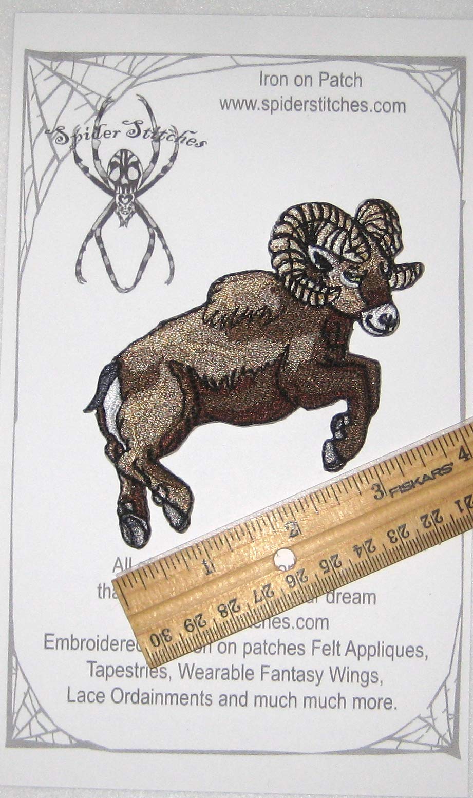 Leaping Bighorn Sheep Iron-On Patch - Ovis Canadensis Big Horn Embroidered Badge for Jackets, Hats & Backpacks - Perfect for Outdoor Enthusiasts & Wildlife Lovers