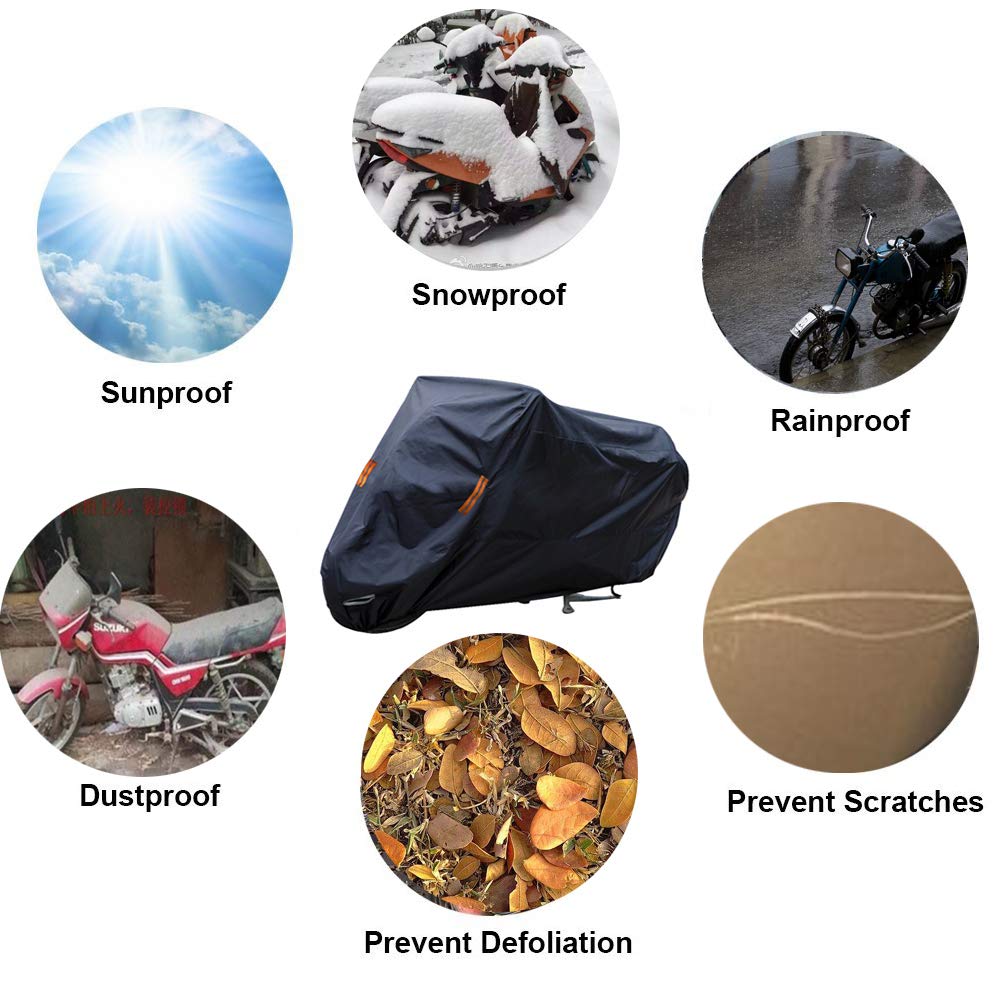 SEAZEN Waterproof Motorcycle Cover - 5-Layer Breathable Fabric for All Weather Protection (Fits Up to 102