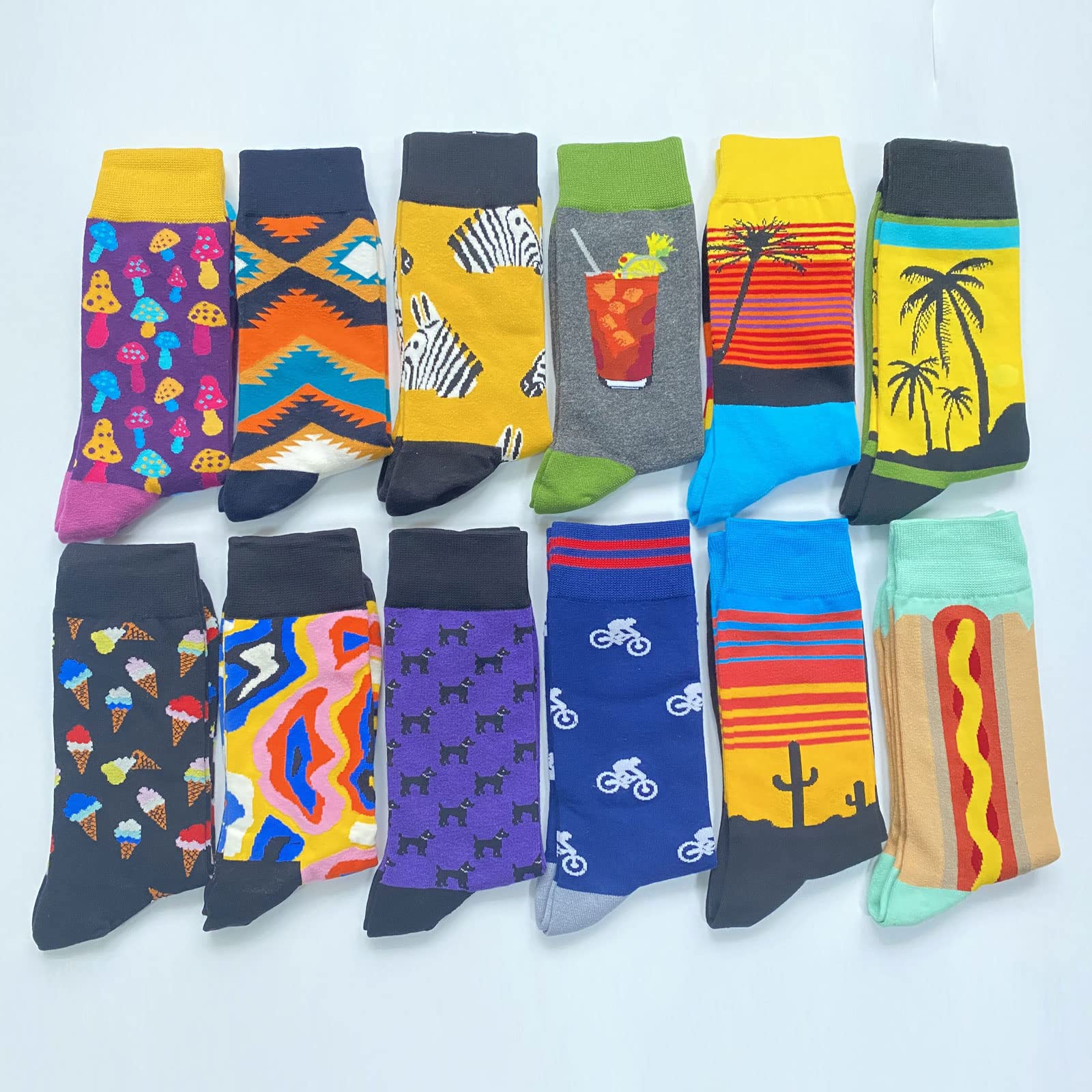 Men's Funky Novelty Cotton Crew Socks Pack - Colorful Art Dress Socks for Casual Wear & Gifts | Perfect for Office, Parties & Everyday Fashion