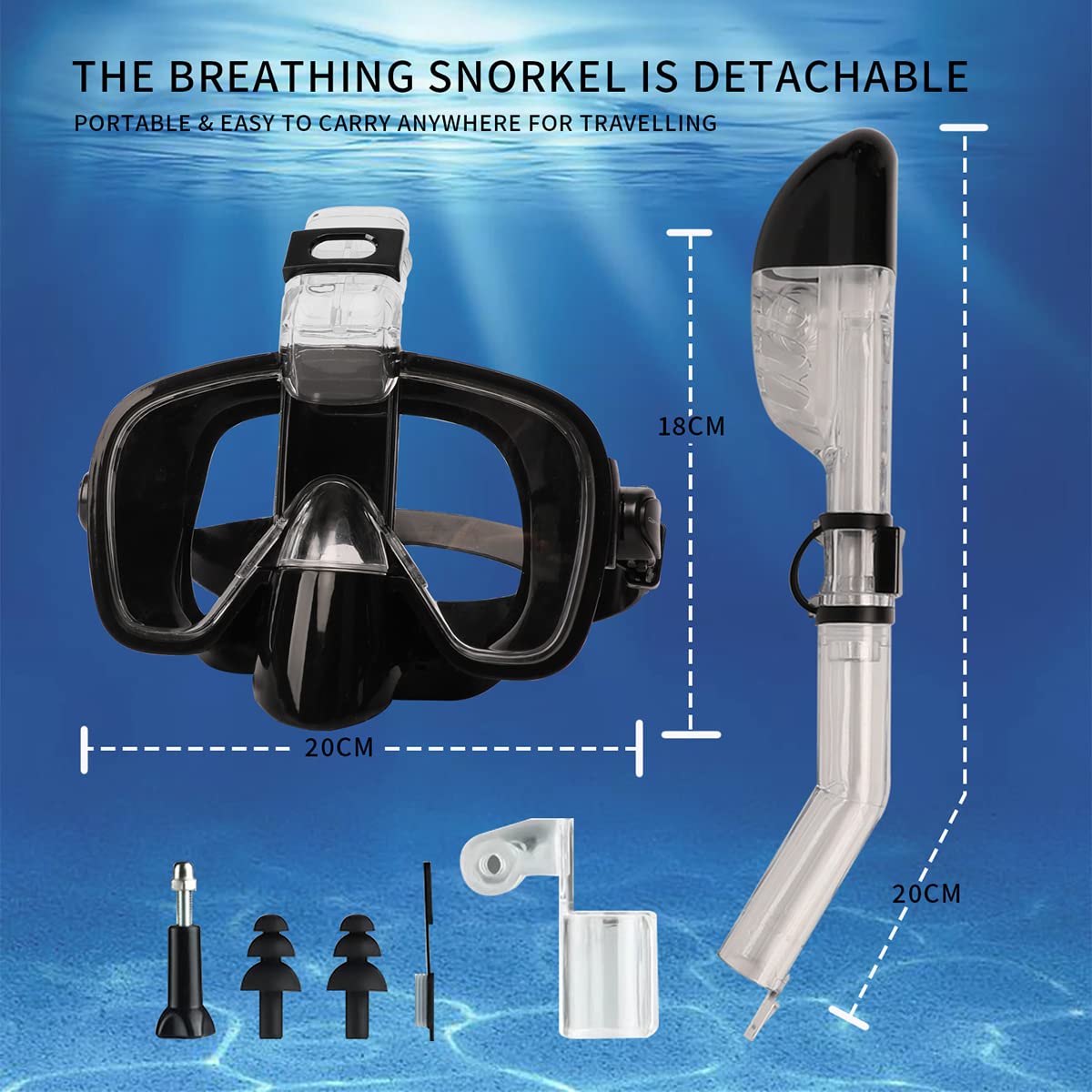 **Full Face Snorkel Mask - 180° Panoramic View, Anti-Fog & Leak Proof Scuba Diving Mask with Camera Mount - Perfect for Ocean, Beach & Pool Snorkeling Adventures**