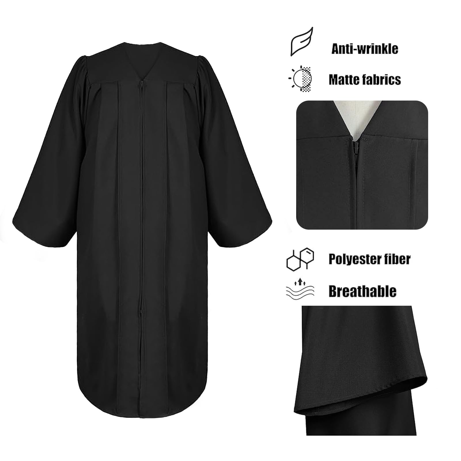 2025 Graduation Cap and Gown Set - 6Pcs Matte Finish with Tassel for High School & College Ceremonies | Perfect for Graduation Photos, Commencement & Academic Events