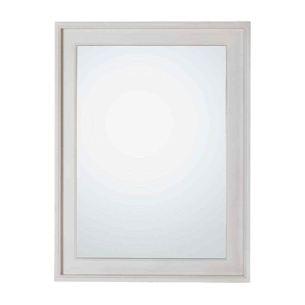 24x32 Inch Vanity Mirror with Beveled Edge - Framed Rectangular Wood Wall Mirror for Bathroom, White | Elegant Bathroom Decor & Makeup Mirror for Home, Bedroom, and Dressing Room