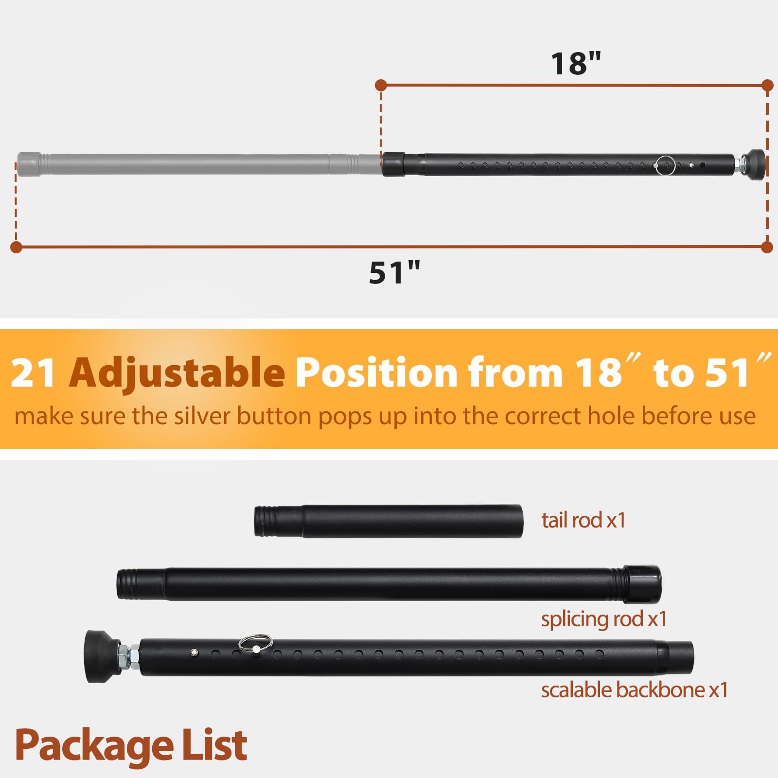 Adjustable Sliding Door Security Bar 18