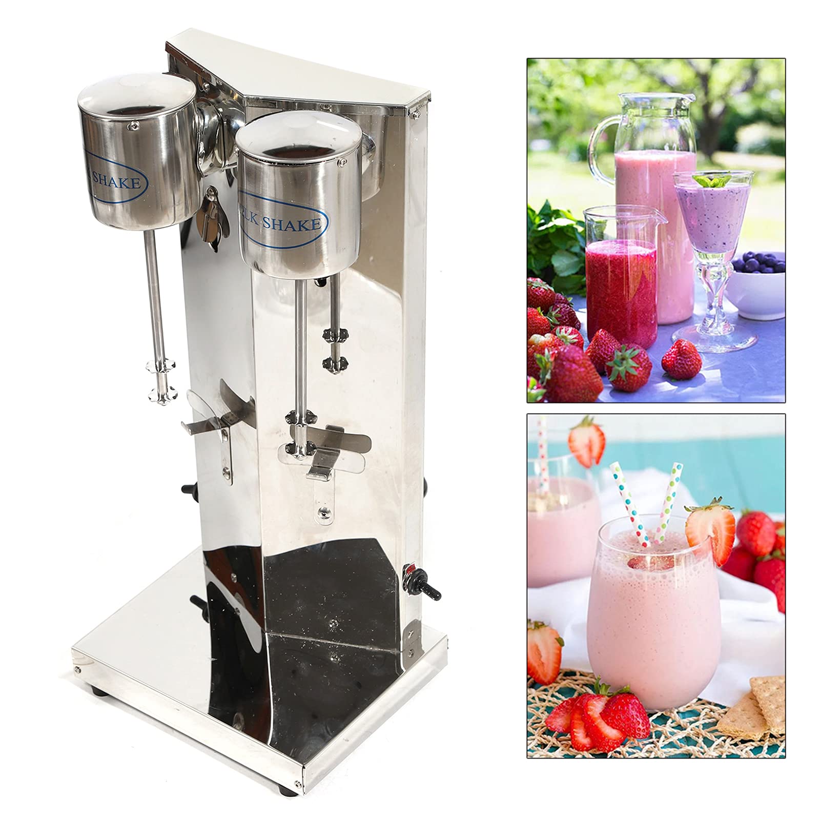 Commercial & Home Use Dual Head Milkshake Machine - 180W 18000RPM Stainless Steel Drink Mixer with 650ML Cup for Smoothies, Cocktails & Shakes - Perfect for Restaurants, Cafes & Home Bars