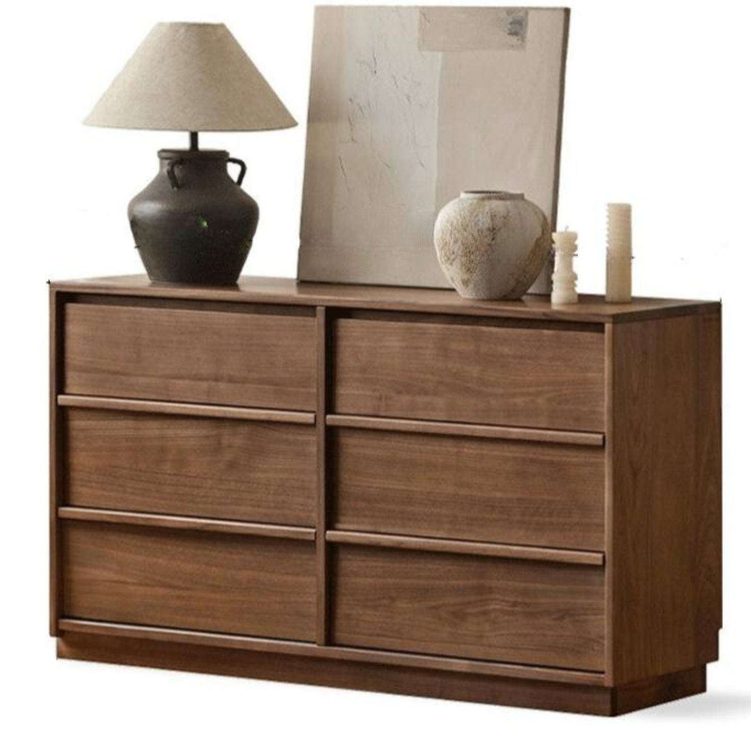 51.5x15.7x29.5 inch / 131x40x75 cm / Rich Dark Walnut Color / 6-drawer cabinet